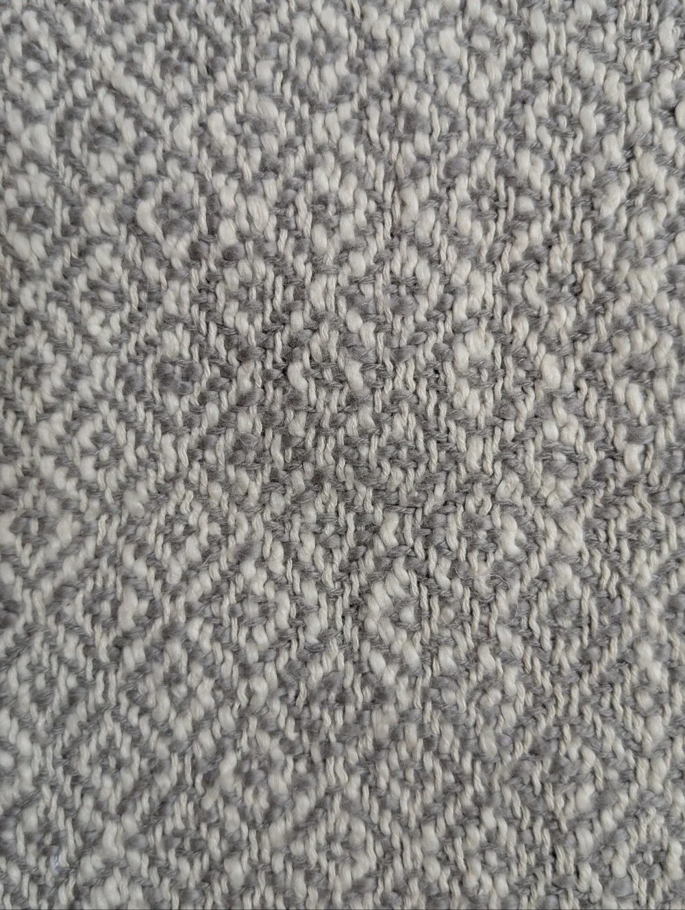 NWT Fieldcrest Cotton Throw Blanket With Tassels Cream Gray Geometric Design